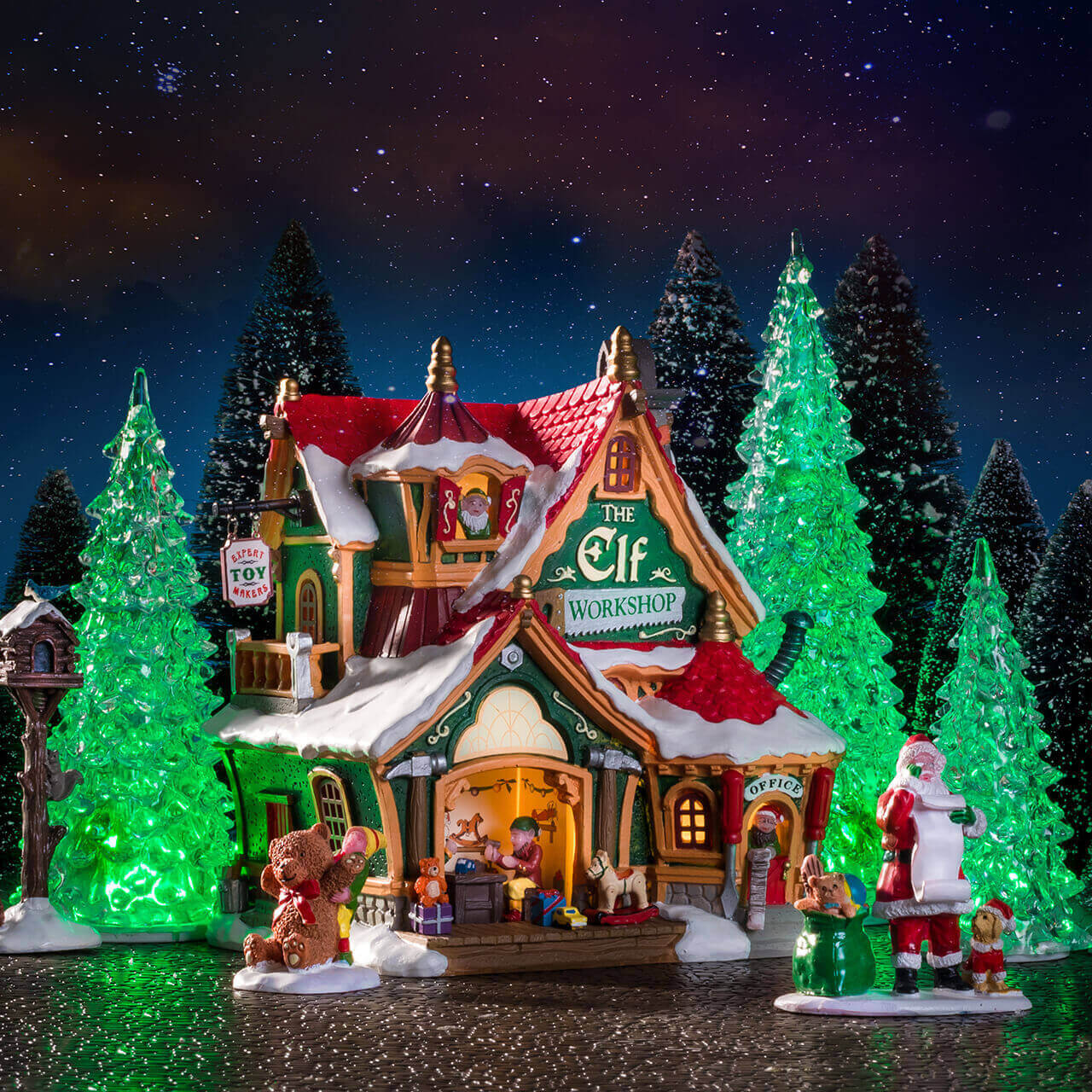 LEMAX Crystal Lighted Tree, 3 Color Changeable, Small, set of 4, Battery Operated (4.5V) #94518